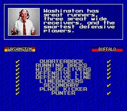 John Madden Football '93 (SNES) screenshot: See a profile of the teams from John Madden