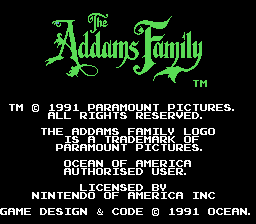 The Addams Family (NES) screenshot: Title screen