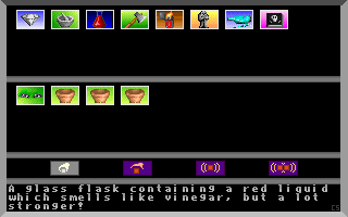 Jonny Quest: Curse of the Mayan Warriors (DOS) screenshot: Inventory management and item interaction is awkward and exhausting.