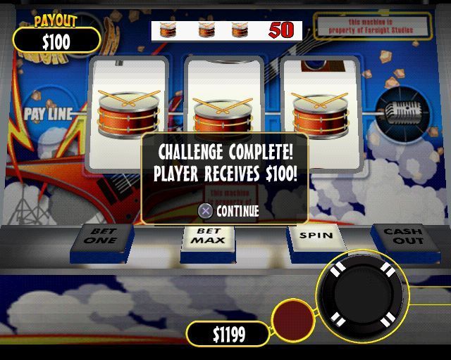 Hard Rock Casino (PlayStation 2) screenshot: The in-game challenge has been completed, shame it cost over $100 though