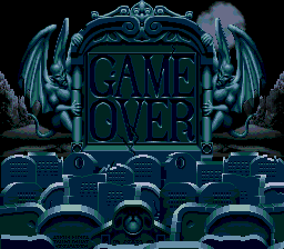 Addams Family Values (Genesis) screenshot: Nice "Game Over" screen...
