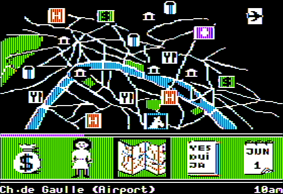 Ticket to Paris (Apple II) screenshot: The Map of Paris