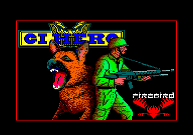 GI Hero (Amstrad CPC) screenshot: Load screen: the hero and his dog