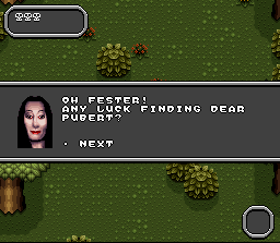 Addams Family Values (SNES) screenshot: Talking to Morticia