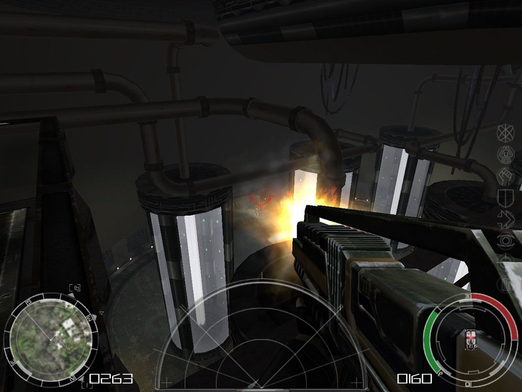 Advanced Battlegrounds: The Future of Combat (Windows) screenshot: Inside a lab, destroying and killing corporate nasties