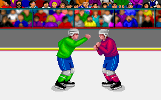 FaceOff! (DOS) screenshot: The fighting mode, it's Streetfighter with skates (VGA).