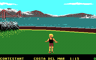 California Games (DOS) screenshot: Footbag (CGA "MORE-color" mode)