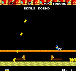 Flicky (Genesis) screenshot: This is a bonus round; it appears after three regular ones
