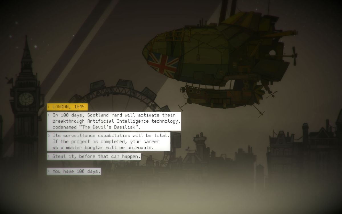 The Swindle (Windows) screenshot: The short introduction to the game