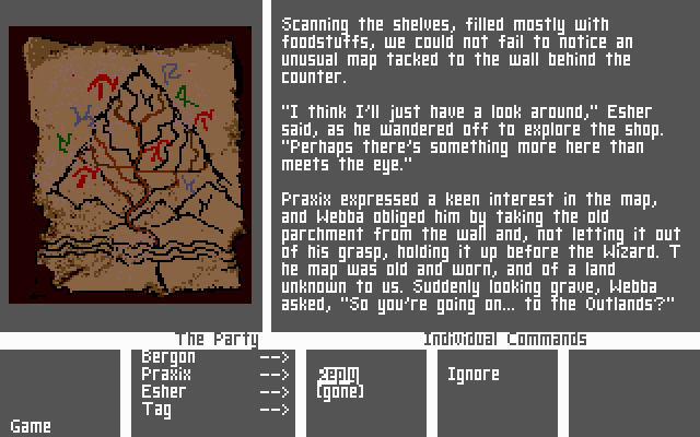 Journey: The Quest Begins (DOS) screenshot: Will this map be useful for our journey?