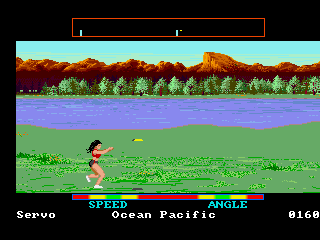 California Games (Amiga) screenshot: Running for the flying disc