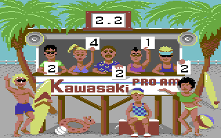 California Games (Commodore 64) screenshot: The results for surfing