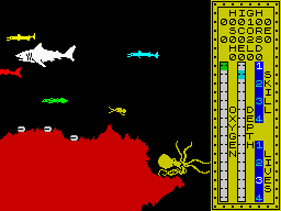 Scuba Dive (ZX Spectrum) screenshot: The first cephalopod guardian.