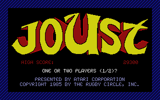 Joust (Atari ST) screenshot: Title screen