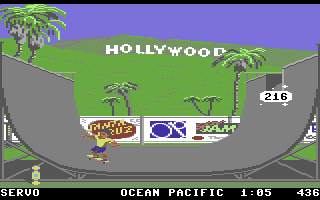 California Games (Commodore 64) screenshot: The half pipe event