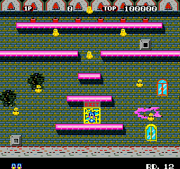 Flicky (Genesis) screenshot: The chickens seem to be in a sort of trouble...