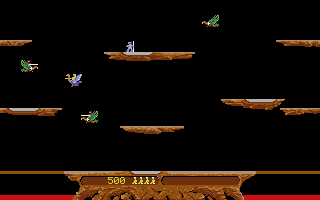 Joust (Atari ST) screenshot: A game in progress