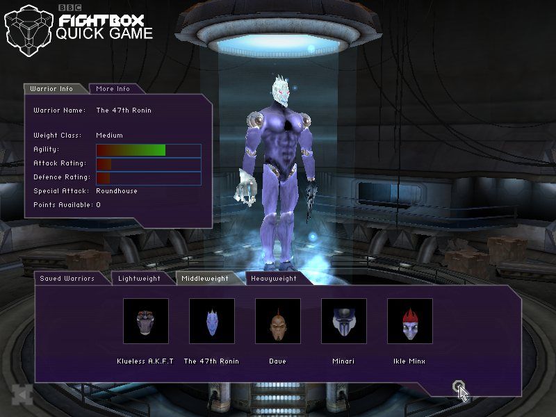 Fightbox (Windows) screenshot: Warrior Selection