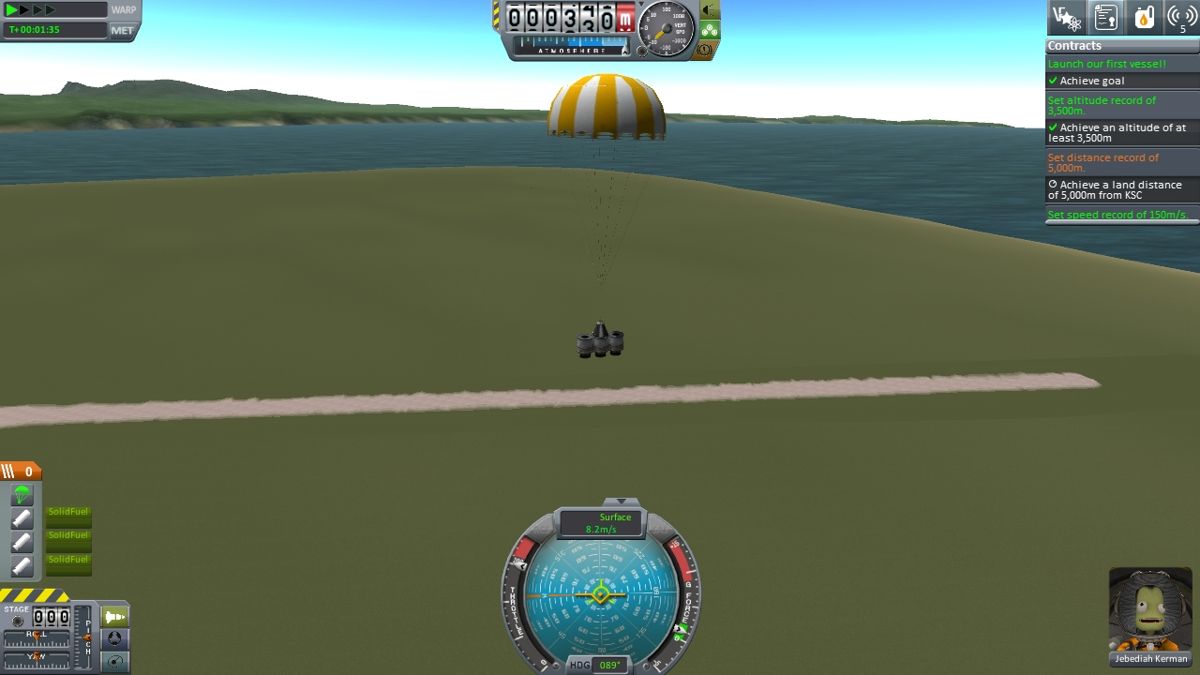 Kerbal Space Program (Windows) screenshot: What goes up must eventually come down