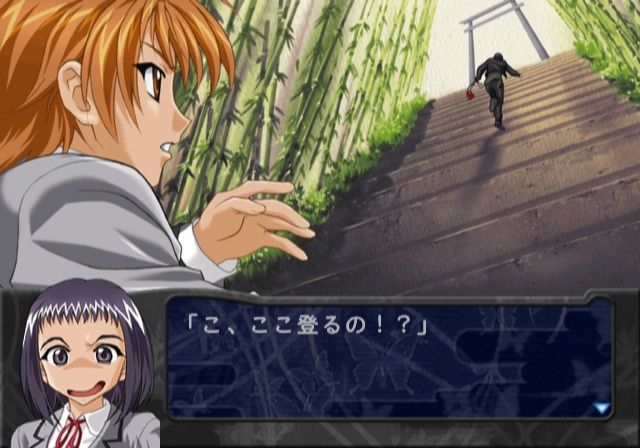 Konohana 4: Yami o Harau Inori (PlayStation 2) screenshot: Chasing after the purse snatcher.