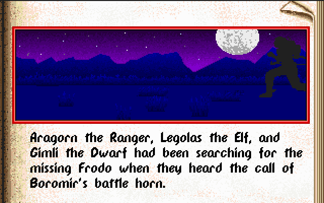 J.R.R. Tolkien's Riders of Rohan (DOS) screenshot: The story begins...