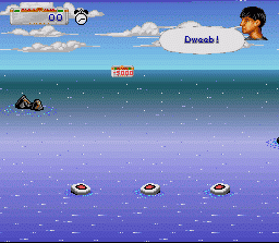 California Games II (SNES) screenshot: That guy in the coner is so rude