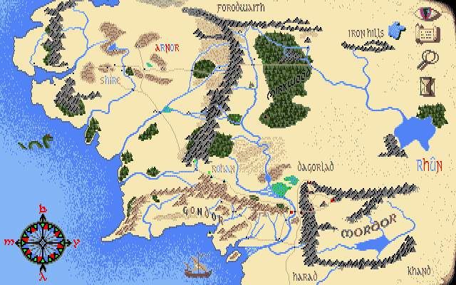 J.R.R. Tolkien's War in Middle Earth (DOS) screenshot: Map of Middle Earth