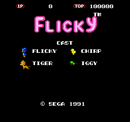Flicky (Genesis) screenshot: Title screen