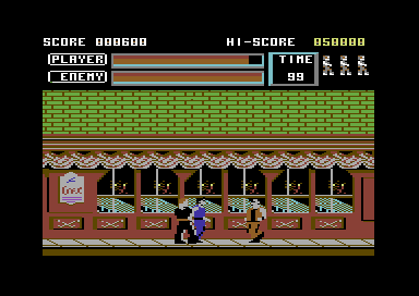 Vigilante (Commodore 64) screenshot: Kicking ass.