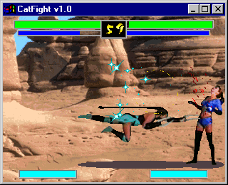 CatFight: The Ultimate Female Fighting Game (Windows) screenshot: Lucinda vs. Crystal