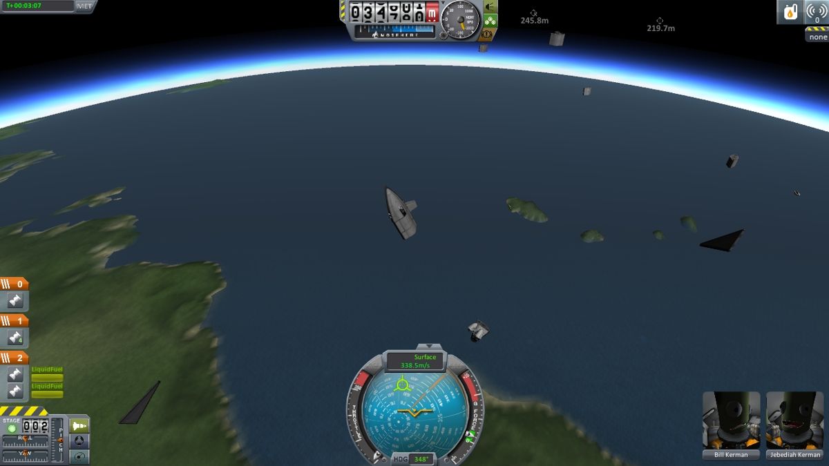 Kerbal Space Program (Windows) screenshot: Catastrophic separation failure