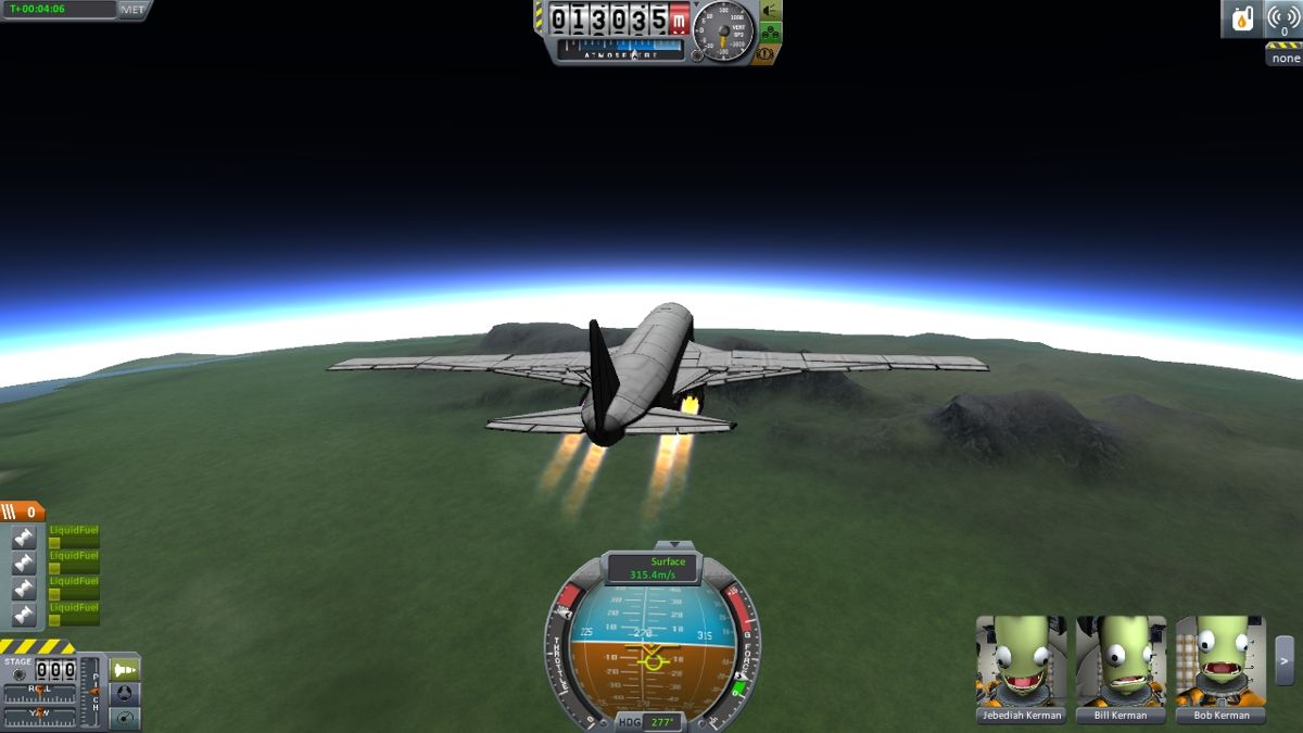 Kerbal Space Program (Windows) screenshot: Mid air flight