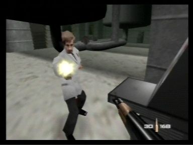 GoldenEye 007 (Nintendo 64) screenshot: Don't get the scientists angry!