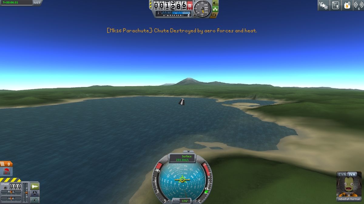 Kerbal Space Program (Windows) screenshot: Jebediah Kerman is soon going to die
