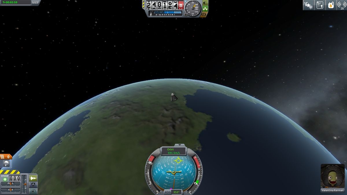 Kerbal Space Program (Windows) screenshot: Flying high over Kerbin
