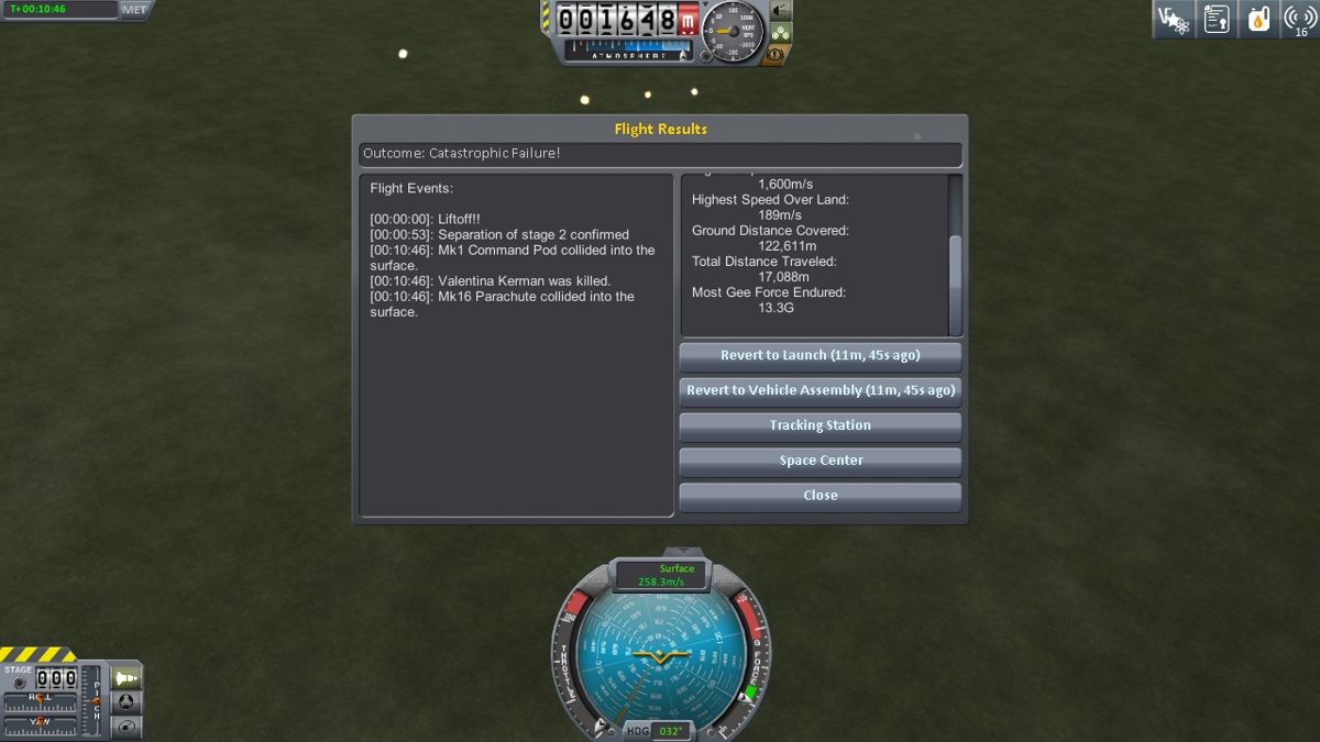 Kerbal Space Program (Windows) screenshot: Catastrophic failure