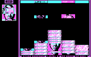 Faces ...tris III (DOS) screenshot: The backgrounds can be turned off in CGA and Hercules modes (CGA)
