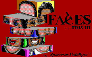 Faces ...tris III (DOS) screenshot: Title screen (EGA)