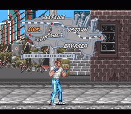 Final Fight (SNES) screenshot: [Final Fight] Start of the game with map of the levels visible