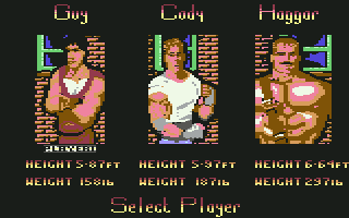 Final Fight (Commodore 64) screenshot: Select Player