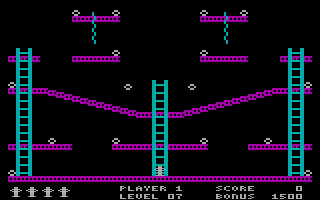 Jumpman (PC Booter) screenshot: In-game action (CGA with RGB monitor)