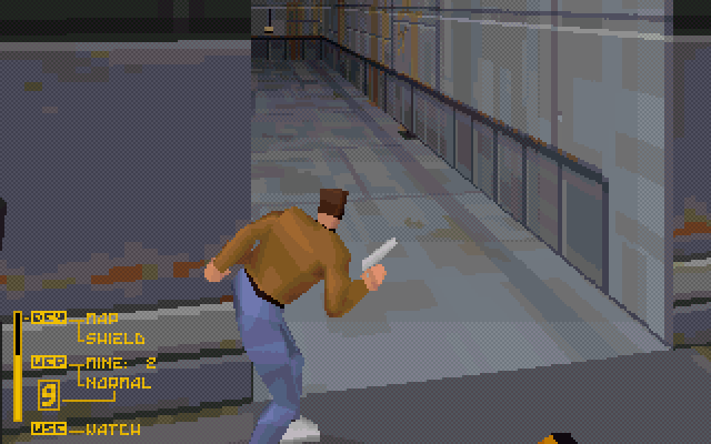 Fade to Black (DOS) screenshot: With some nice moves, you can check if there's a surprise awaiting you behind some corner.