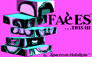Faces ...tris III (DOS) screenshot: Title screen (CGA)