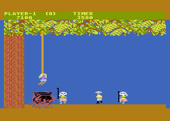 Jungle Hunt (Atari 5200) screenshot: Be careful of the natives!