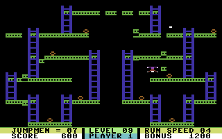 Jumpman (Commodore 64) screenshot: Falling....