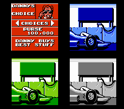 Danny Sullivan's Indy Heat (NES) screenshot: Choose the gear you want for your car.