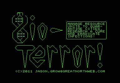 BioTerror! (Commodore PET/CBM) screenshot: Title screen