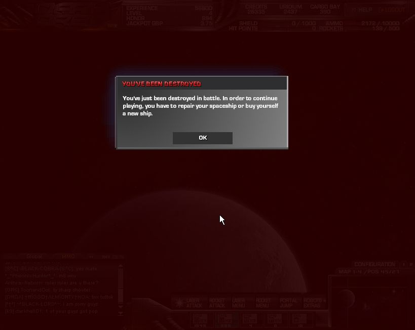 Dark Orbit (Browser) screenshot: An enemy too big.