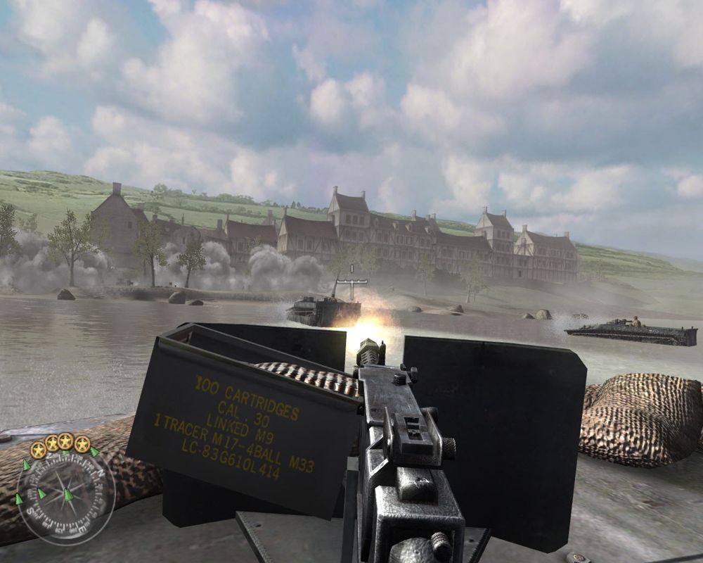 Call of Duty 2 (Windows) screenshot: Crossing the Rhine.