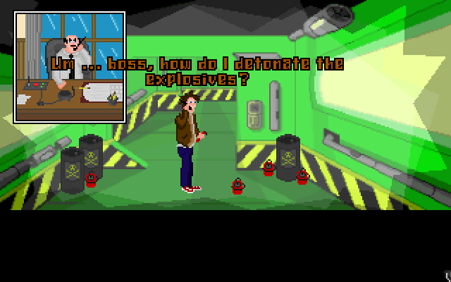The Adventures of Fatman: Toxic Revenge (Windows) screenshot: You don't...your boss does!